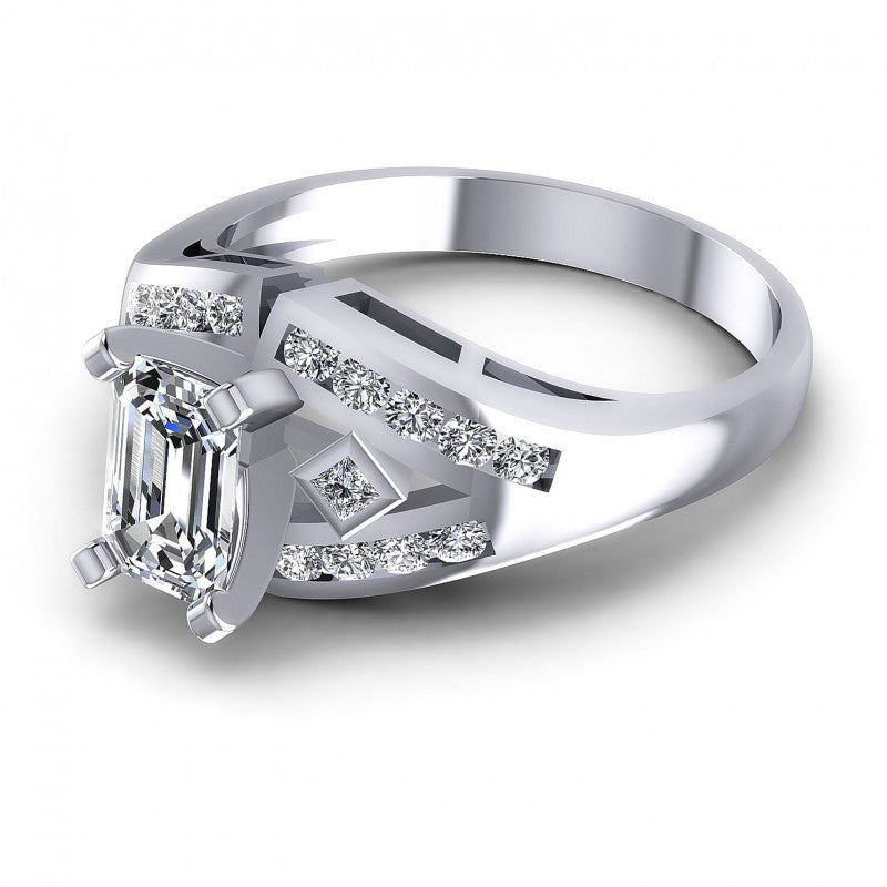 Round and Emerald Diamonds 0.70CT Engagement Ring in 14KT Rose Gold