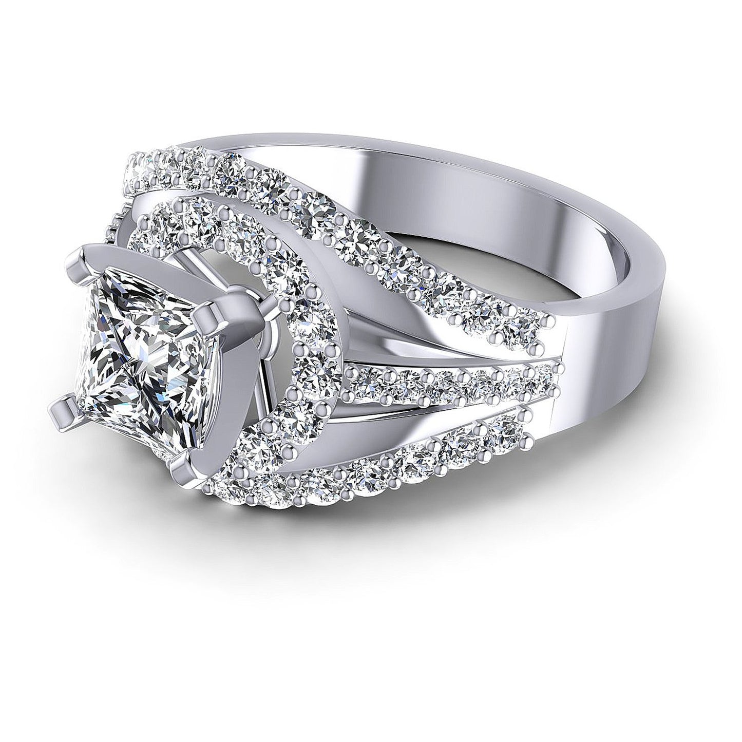1.15CT Princess And Round  Cut Diamonds Engagement Rings