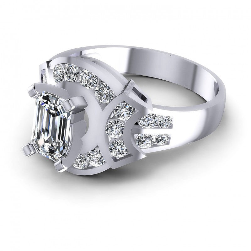 Round and Emerald Diamonds 0.95CT Engagement Ring in 14KT Rose Gold