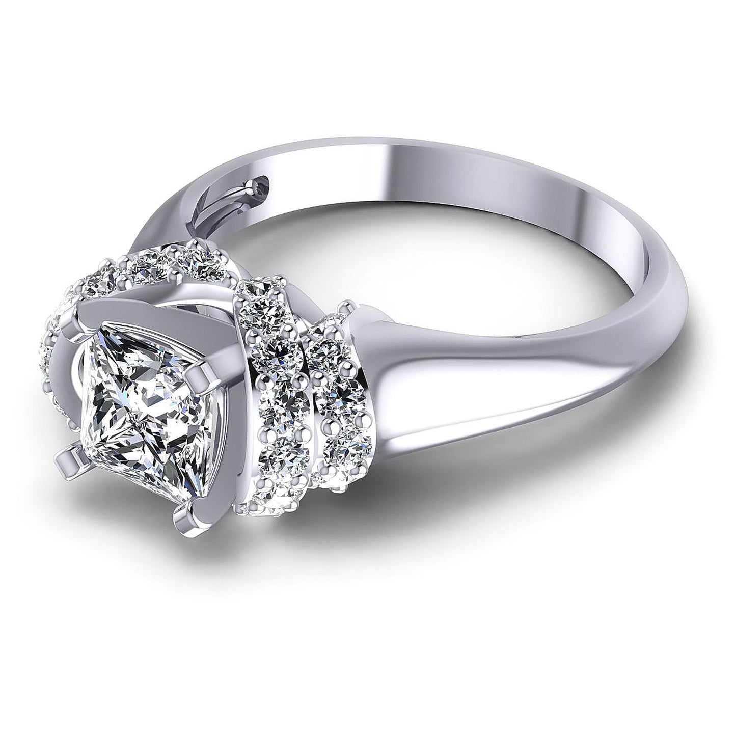 0.95CT Princess And Round  Cut Diamonds Engagement Rings