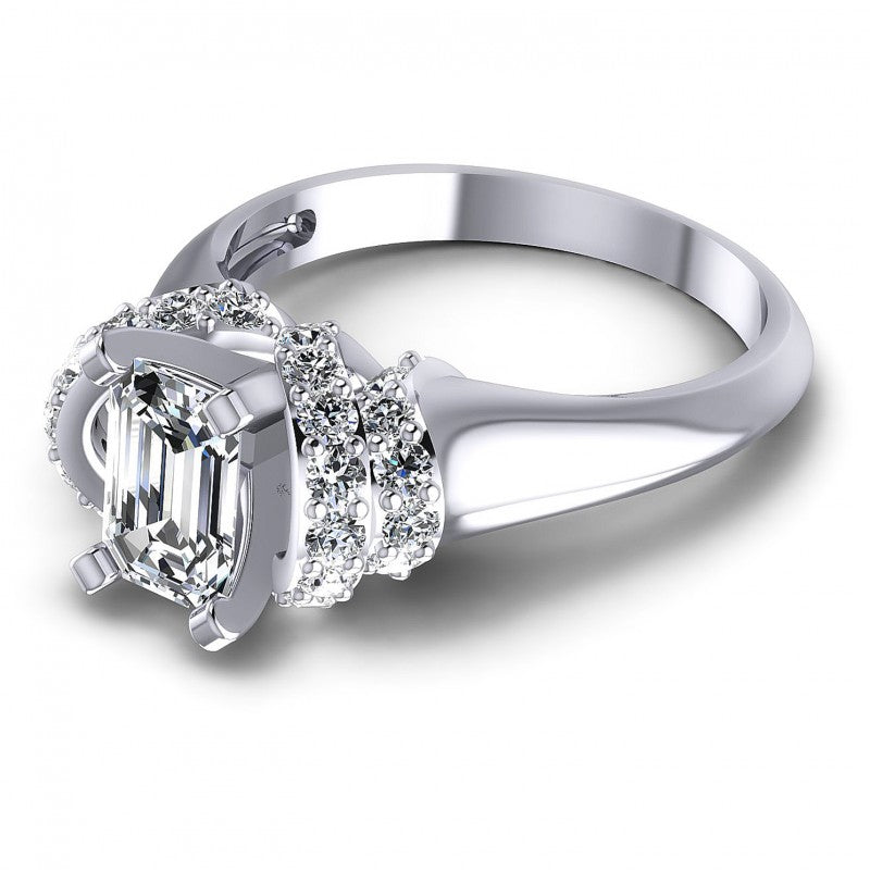 Round and Emerald Diamonds 0.95CT Engagement Ring in 14KT Rose Gold