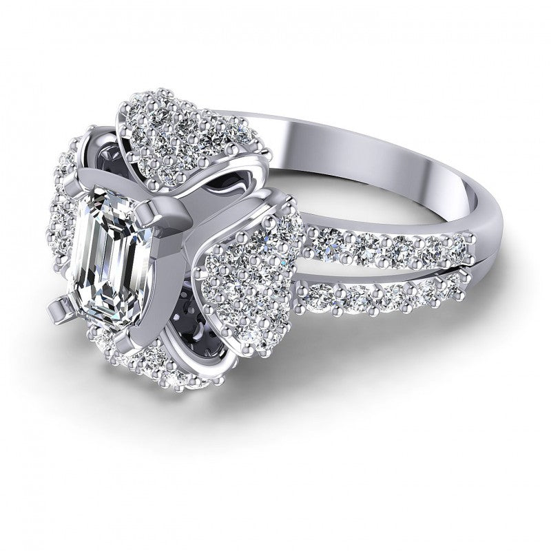 Round and Emerald Diamonds 1.40CT Engagement Ring in 14KT Rose Gold