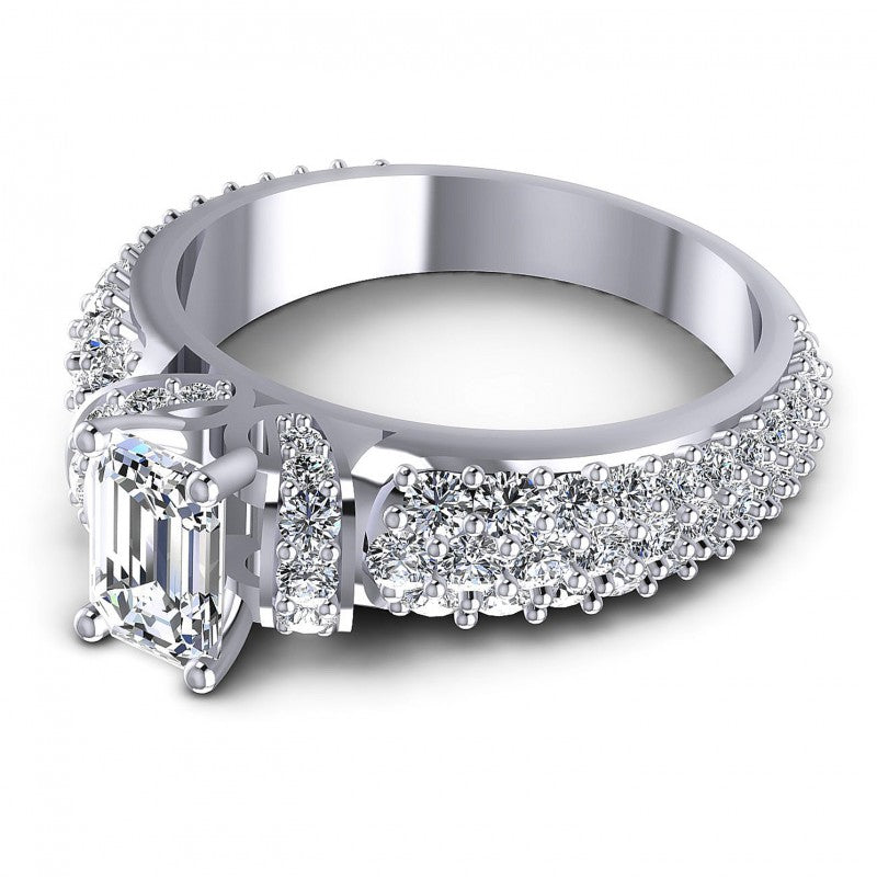 Round and Emerald Diamonds 1.35CT Engagement Ring in 14KT Rose Gold