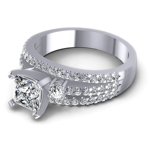 0.95CT Princess And Round  Cut Diamonds Engagement Rings