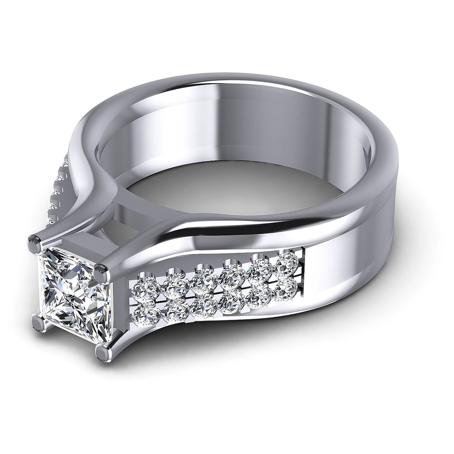 0.75CT Princess And Round  Cut Diamonds Engagement Rings