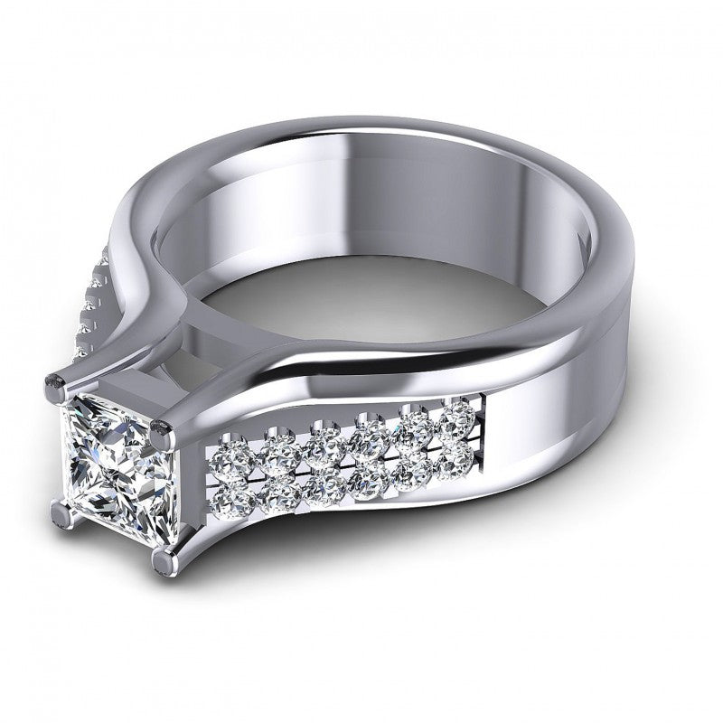 Princess and Round Diamonds 0.75CT Engagement Ring in 14KT Rose Gold