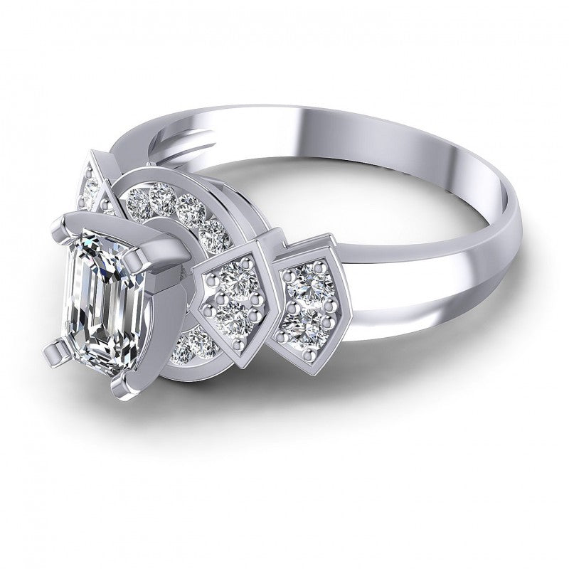 Round and Emerald Diamonds 0.75CT Engagement Ring in 14KT Rose Gold