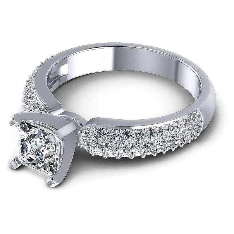Princess and Round Diamonds 0.90CT Engagement Ring in 14KT Rose Gold