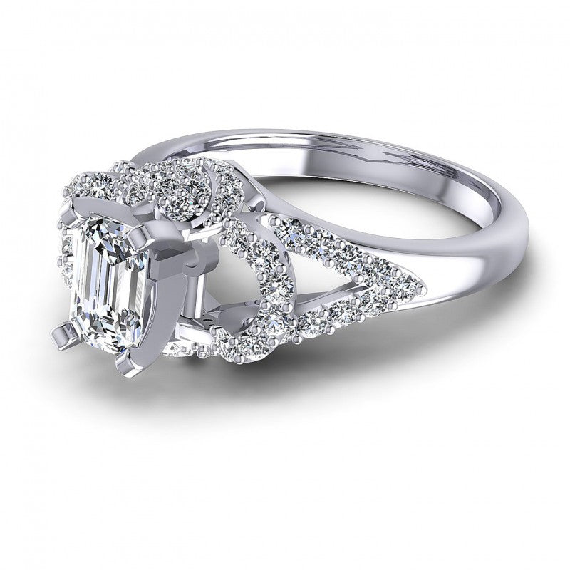 Round and Emerald Diamonds 1.00CT Engagement Ring in 14KT Rose Gold