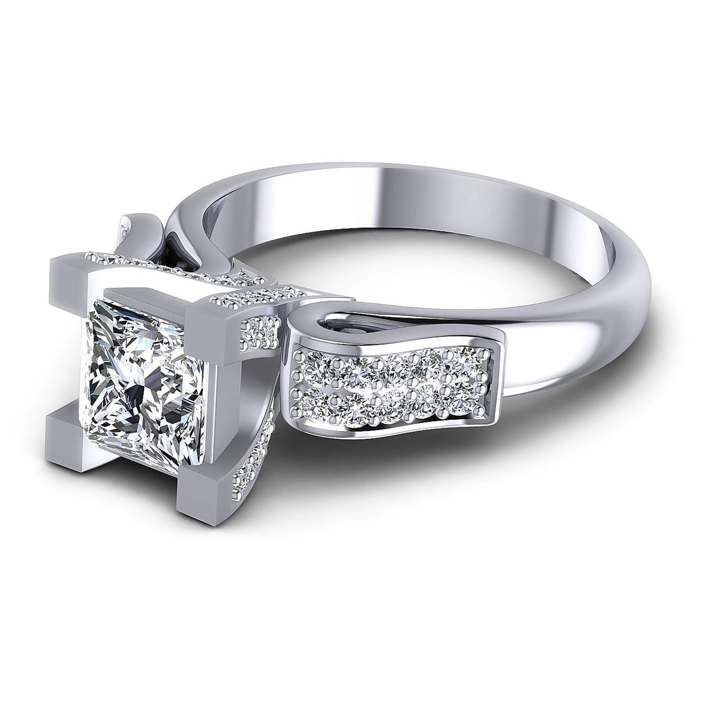 0.85CT Princess And Round  Cut Diamonds Engagement Rings