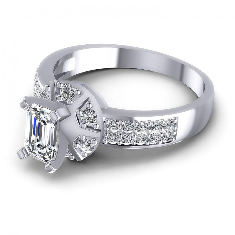 Round and Emerald Diamonds 0.70CT Engagement Ring in 14KT Rose Gold
