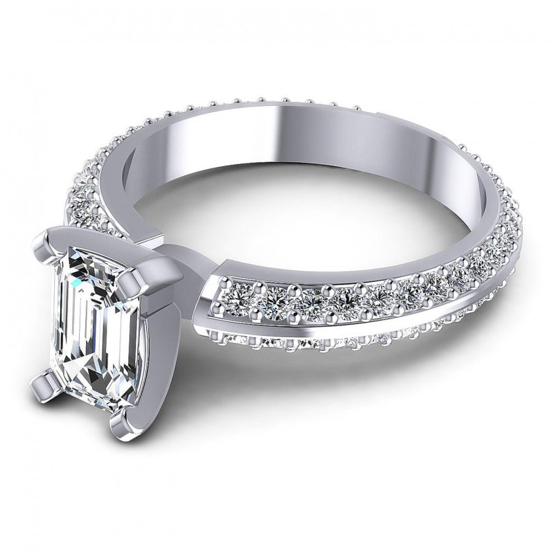 Round and Emerald Diamonds 1.15CT Engagement Ring in 14KT Rose Gold