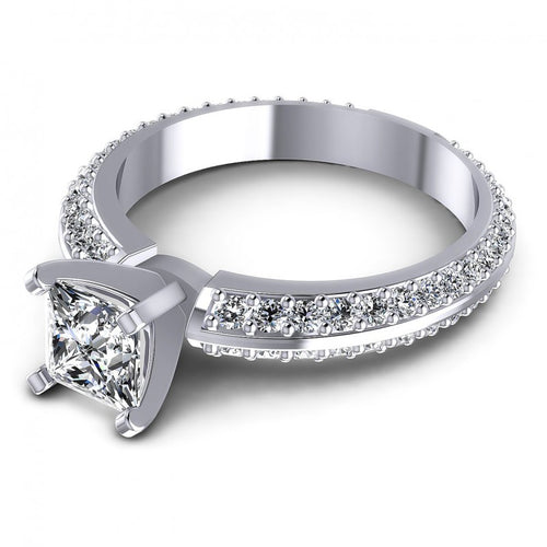 Princess and Round Diamonds 1.15CT Engagement Ring in 14KT Rose Gold