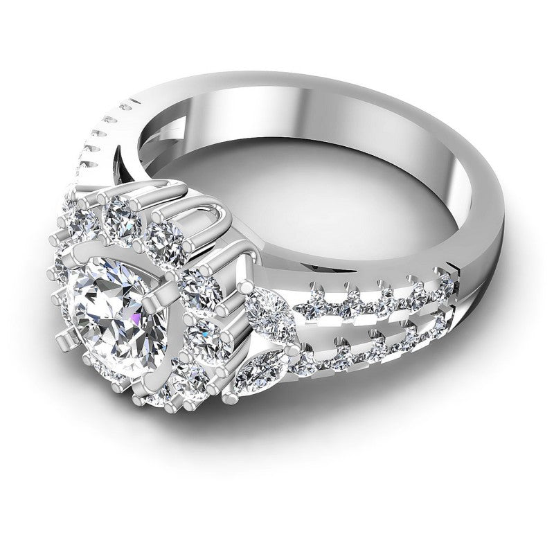 Round and Marquise Diamonds 1.45CT Halo Ring in 14KT Rose Gold