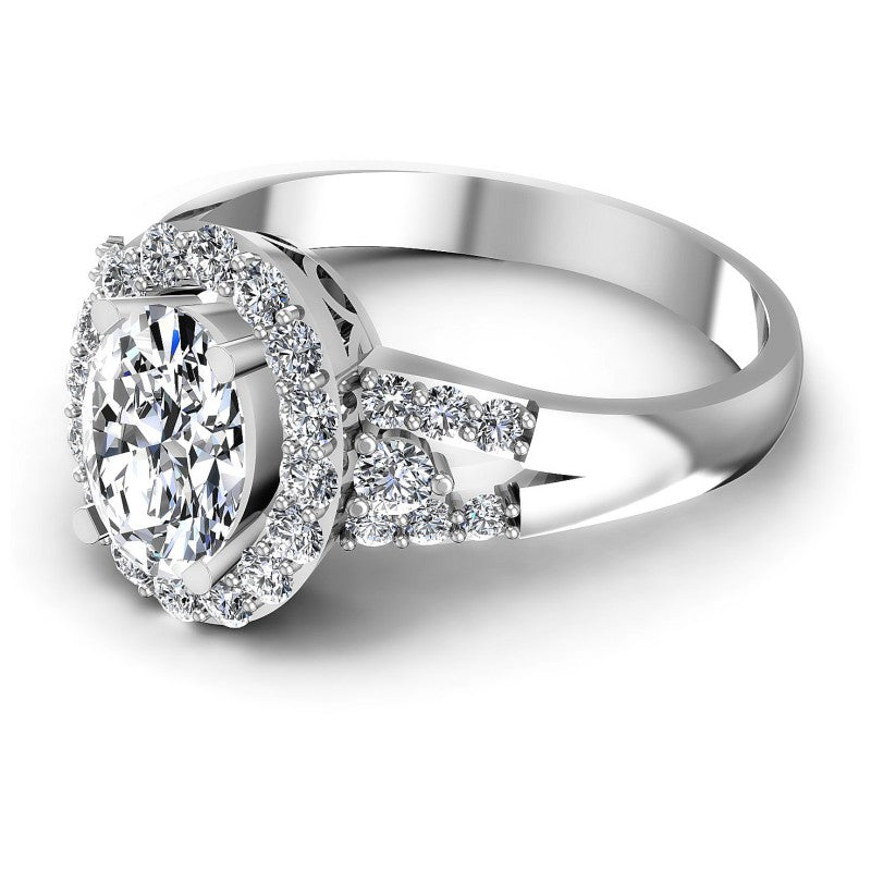 Round and Oval Diamonds 0.90CT Halo Ring in 14KT Rose Gold