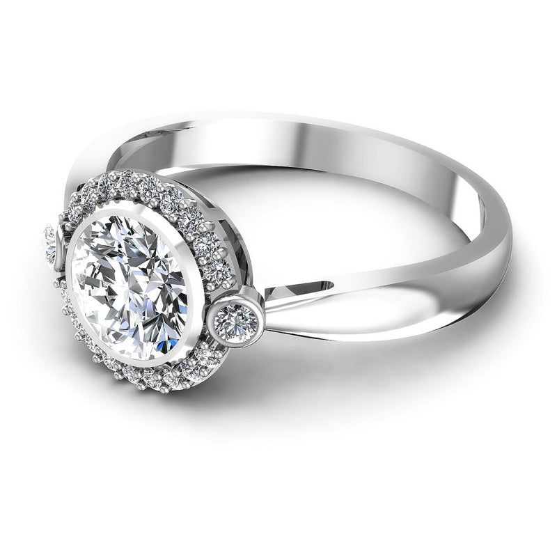 Round Diamonds 0.55CT Halo Ring in 14KT Rose Gold