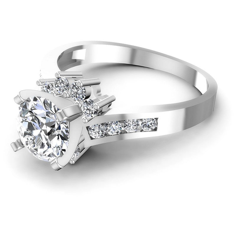 Round Cut Diamonds Engagement Ring in 14KT Rose Gold