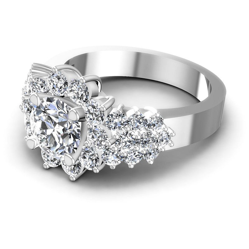 Round Diamonds 1.85CT Halo Ring in 14KT Rose Gold