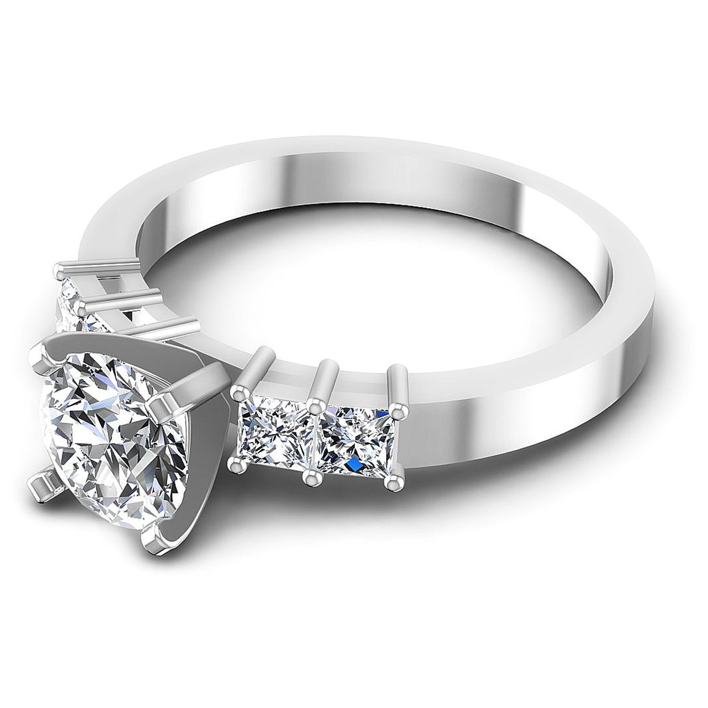 0.90CT Round And Princess  Cut Diamonds Engagement Rings