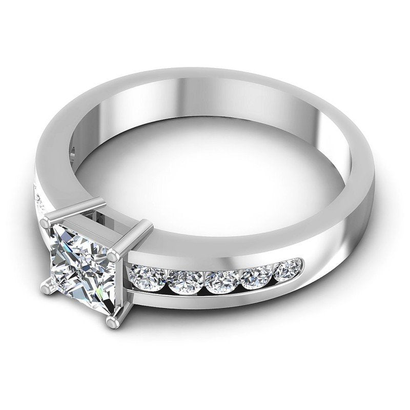 Princess And Round Cut Diamonds Engagement Ring in 14KT Rose Gold