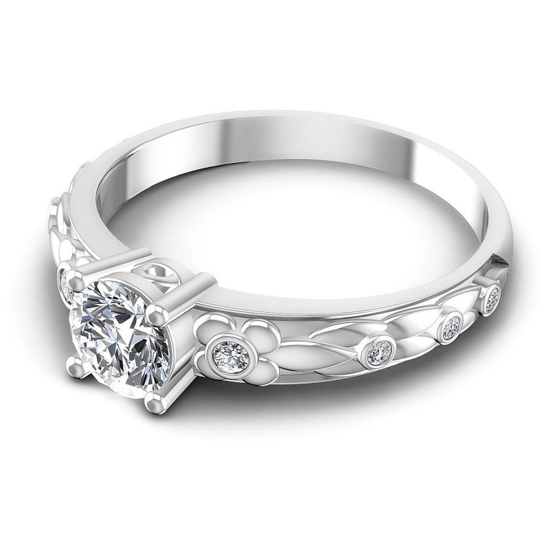 Round Cut Diamonds Antique Ring in 14KT Rose Gold