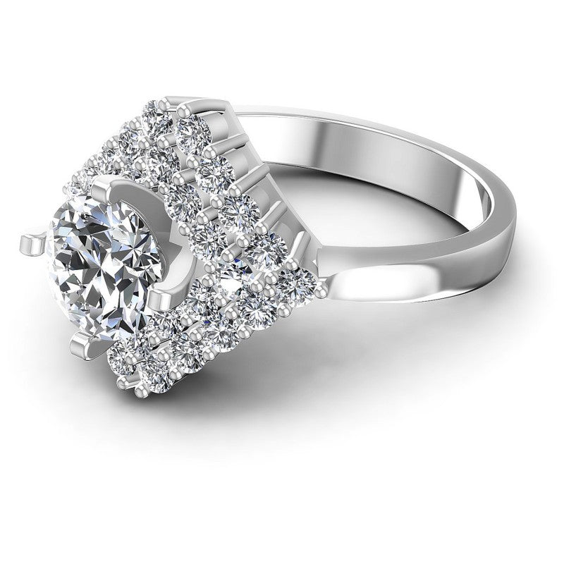 Round Diamonds 1.20CT Halo Ring in 14KT Rose Gold