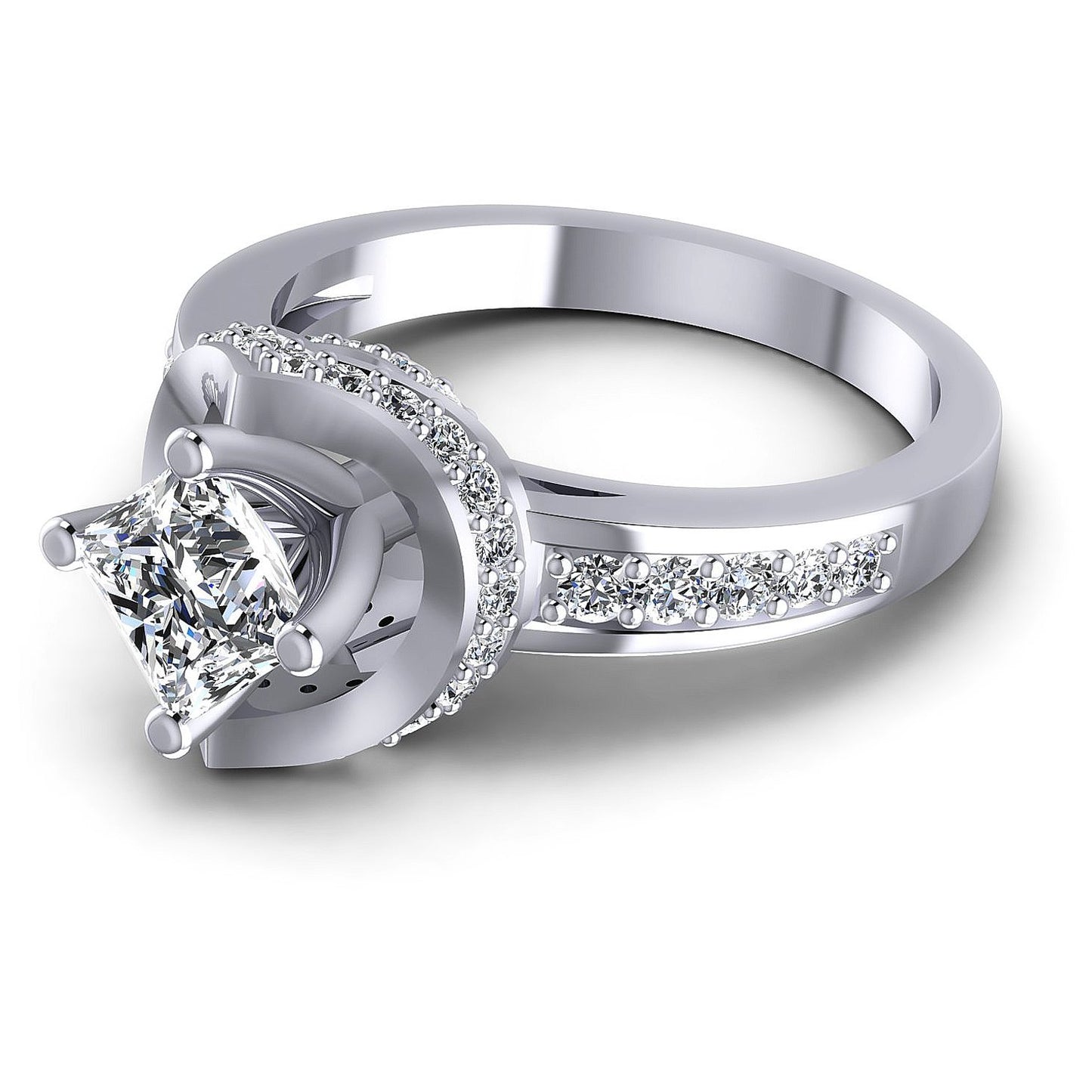 0.90CT Princess And Round  Cut Diamonds Engagement Rings