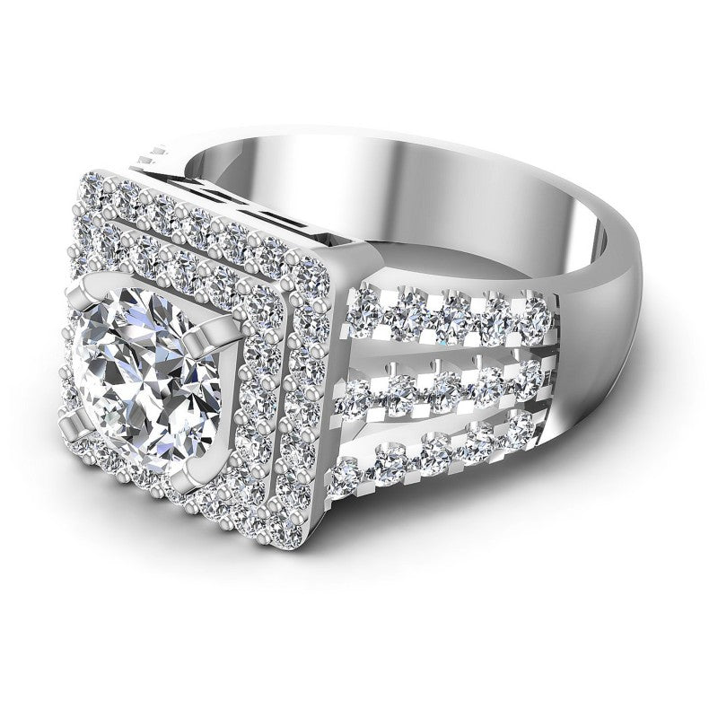Round Diamonds 1.55CT Halo Ring in 14KT Rose Gold