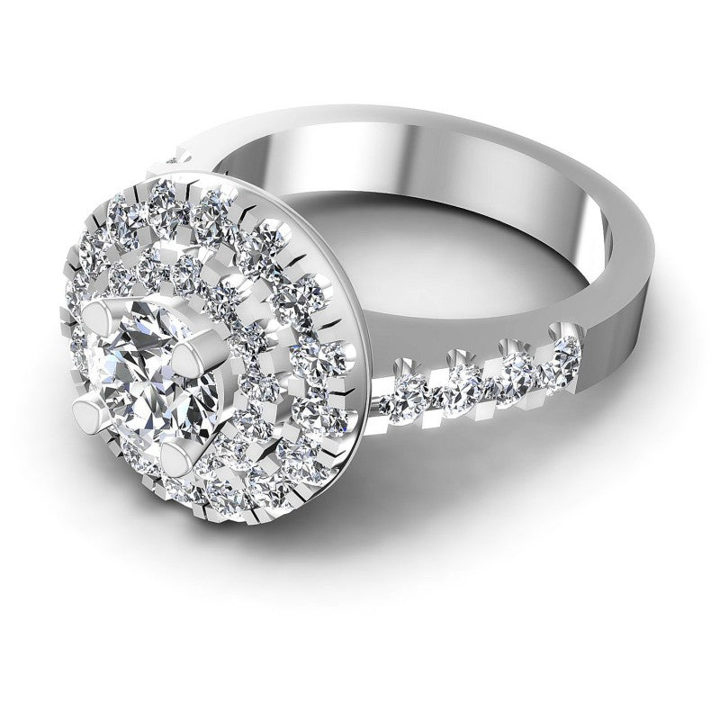 Round Diamonds 1.40CT Halo Ring in 14KT Rose Gold