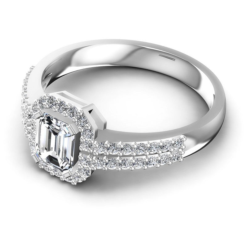 Round and Emerald Diamonds 0.65CT Halo Ring in 14KT Rose Gold