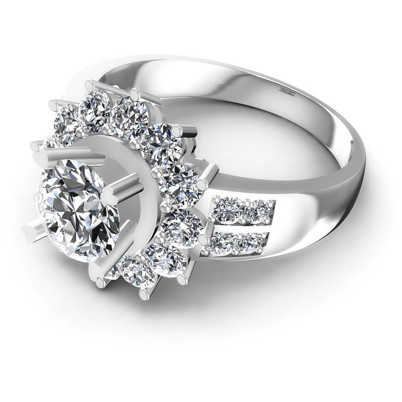 Round Diamonds 1.45CT Halo Ring in 14KT Rose Gold