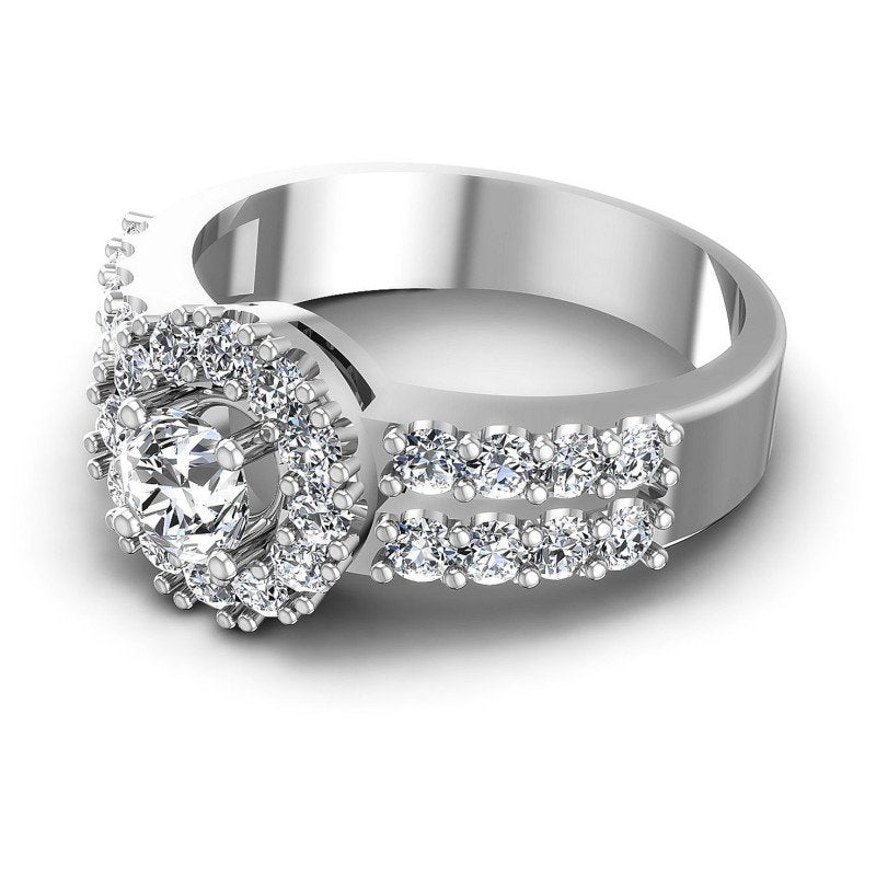 Round Diamonds 1.20CT Halo Ring in 14KT Rose Gold
