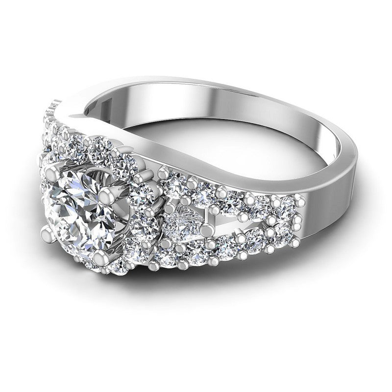 Round Diamonds 1.35CT Halo Ring in 14KT Rose Gold