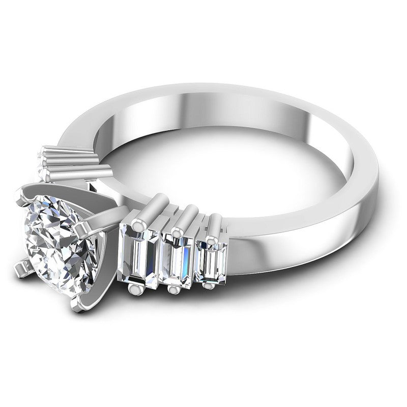 Baguette and Round Diamonds 1.05CT Engagement Ring in 14KT Rose Gold