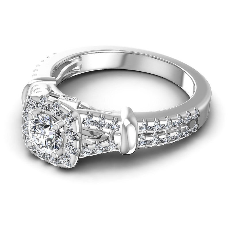 Round Diamonds 1.20CT Halo Ring in 14KT Rose Gold