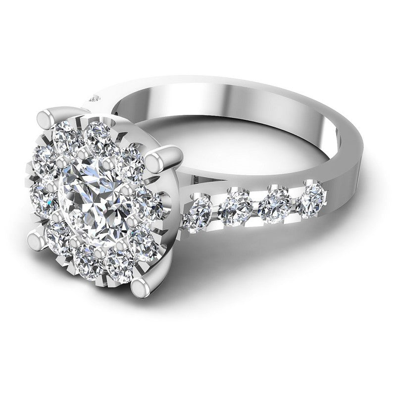 Round Diamonds 1.45CT Halo Ring in 14KT Rose Gold
