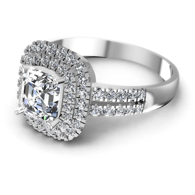 Round and Emerald Diamonds 1.05CT Halo Ring in 14KT Rose Gold