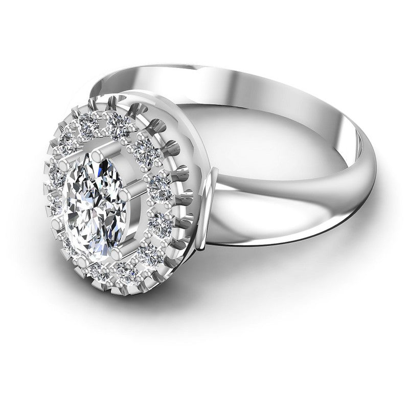 Round and Oval Diamonds 0.65CT Halo Ring in 14KT Rose Gold