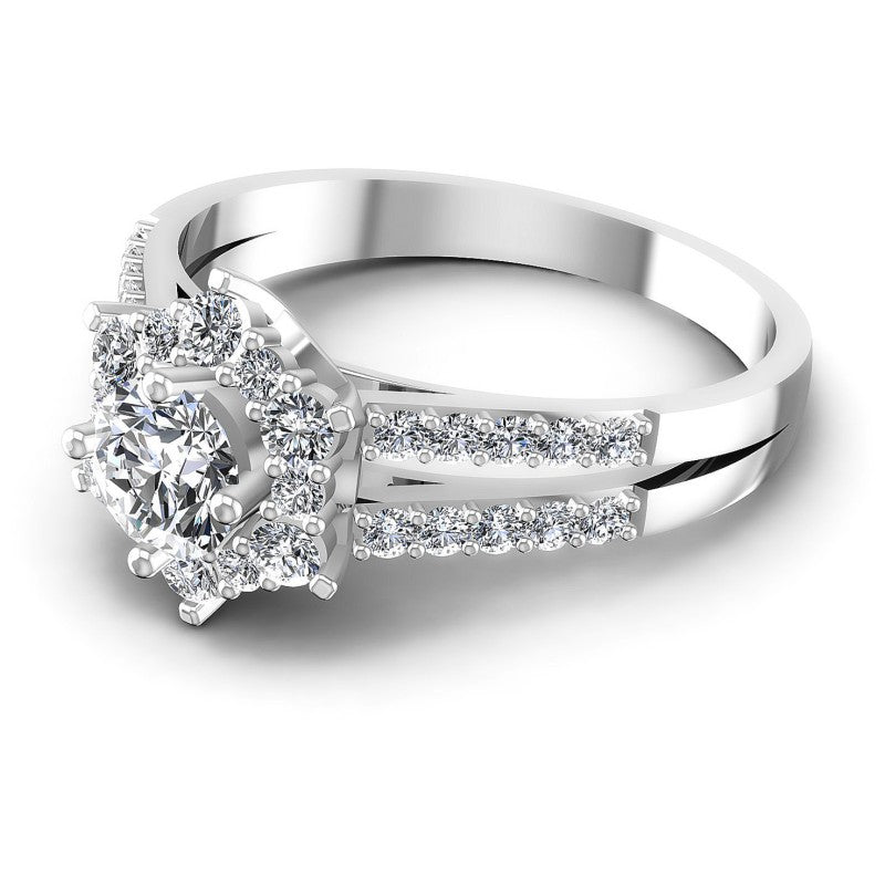 Round Diamonds 0.90CT Halo Ring in 14KT Rose Gold