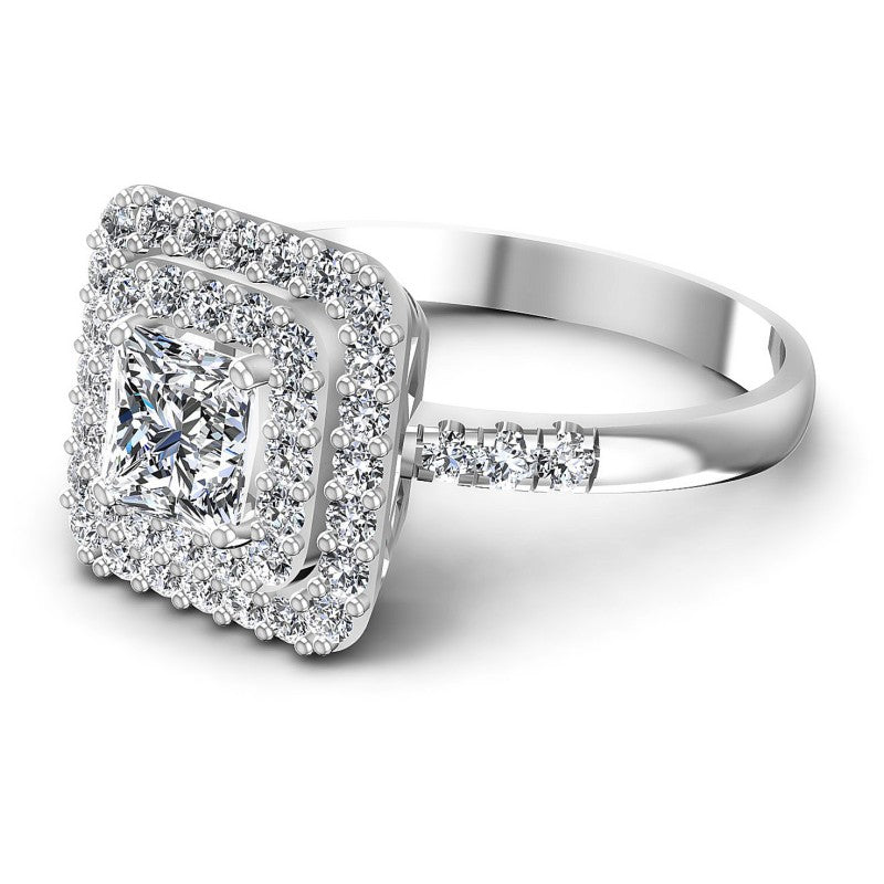Princess and Round Diamonds 1.00CT Halo Ring in 14KT Rose Gold
