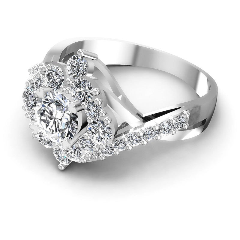 Round Diamonds 1.30CT Halo Ring in 14KT Rose Gold