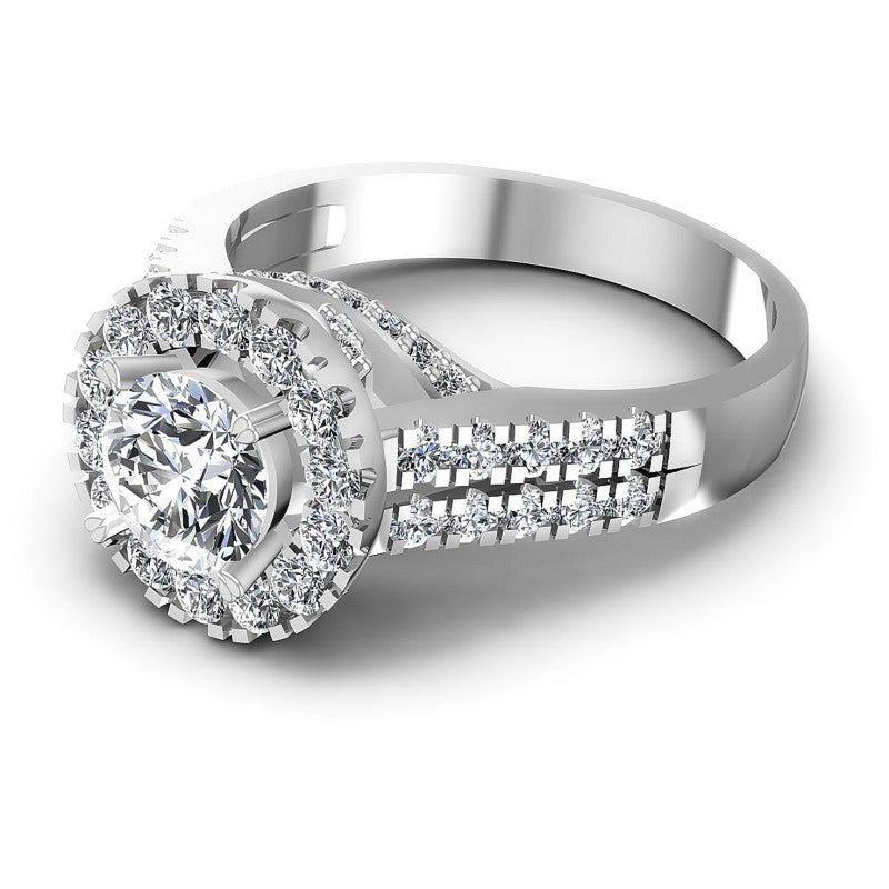 Round Diamonds 1.30CT Halo Ring in 14KT Rose Gold