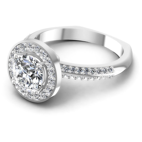 Round Diamonds 0.95CT Halo Ring in 14KT Rose Gold