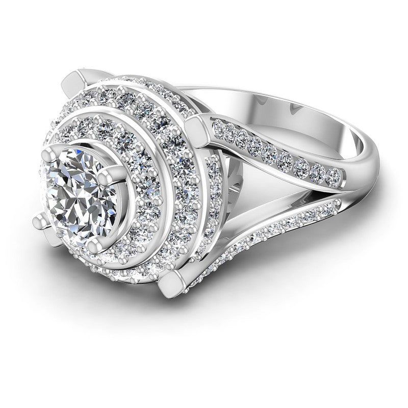 Round Diamonds 1.60CT Halo Ring in 14KT Rose Gold