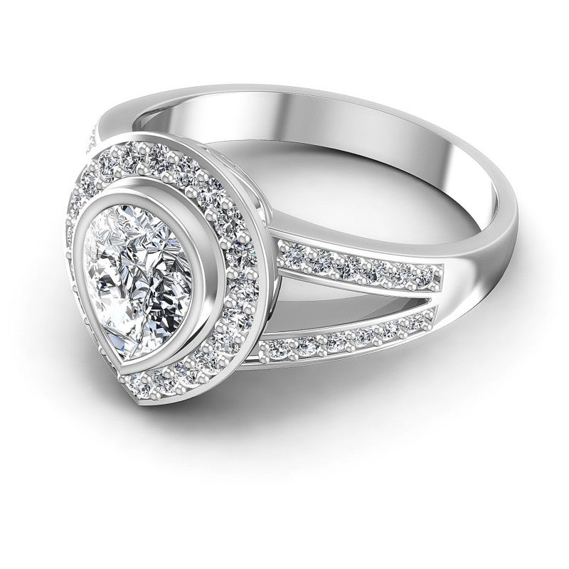 Round and Pear Diamonds 0.80CT Halo Ring in 14KT Rose Gold