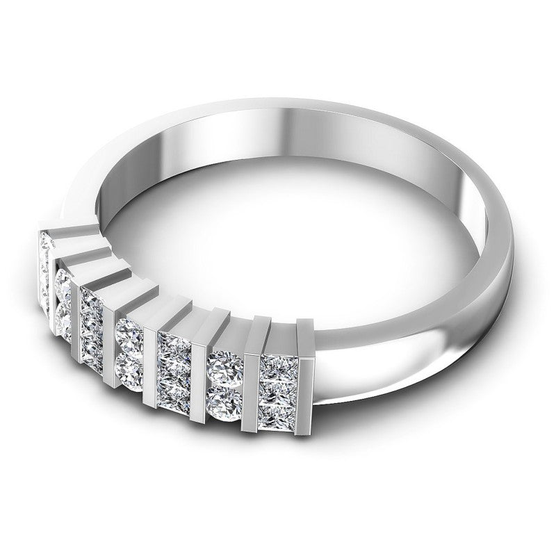Classic Princess and Round Diamonds 0.55CT Diamonds Wedding Band
