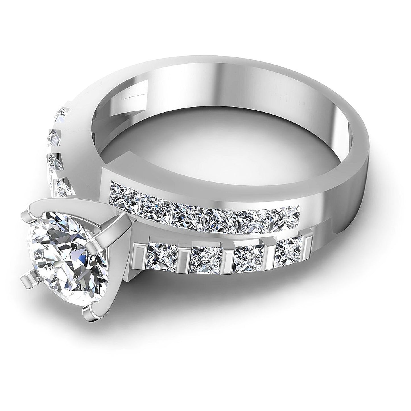 1.55CT Round And Princess  Cut Diamonds Engagement Rings