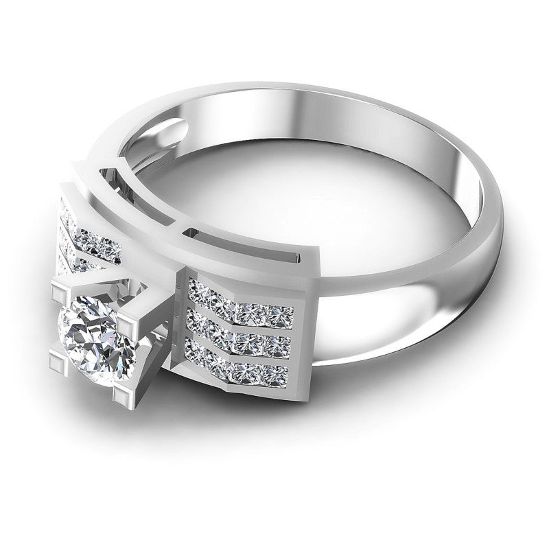 Princess and Round Diamonds 1.00CT Engagement Ring in 14KT Rose Gold
