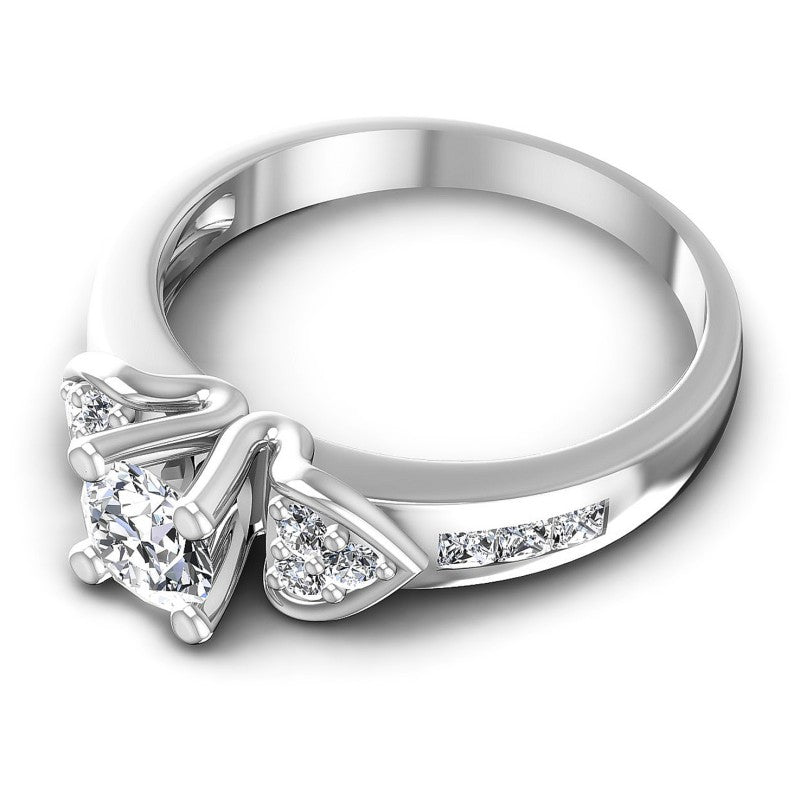 Princess and Round Diamonds 0.90CT Engagement Ring in 14KT Rose Gold
