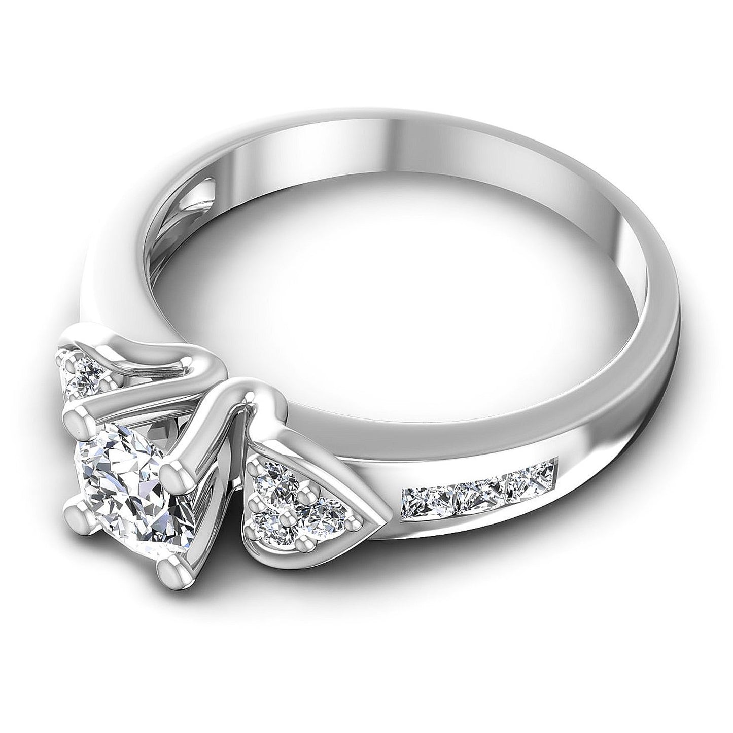 0.90CT Round And Princess  Cut Diamonds Engagement Rings